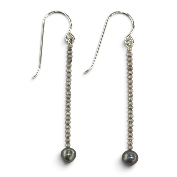 Grey Pearl Stick Earrings
