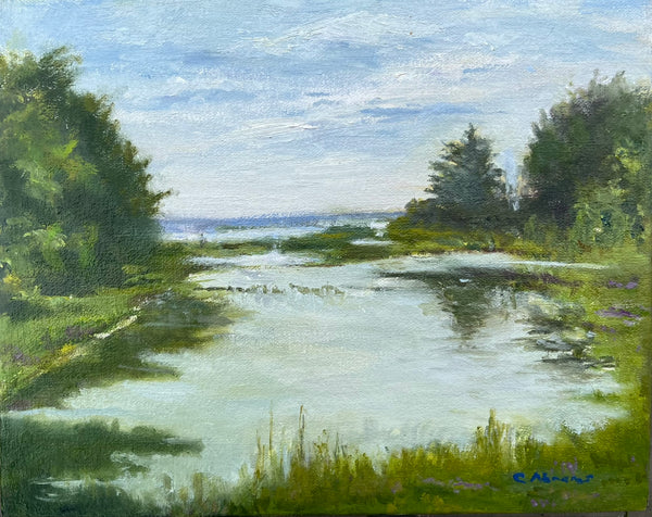 Little Egg Harbor Gem, oil on canvas landscape painting by Cerulean Arts Collective member Celia Abrams