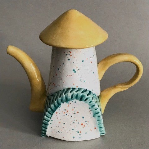 Teapot #12, ceramic sculpture by artist George Apotsos. Included in the exhibition, REUNION (Once Upon a Time in Philadelphia), at Cerulean Arts February 26 - March 24, 2025.