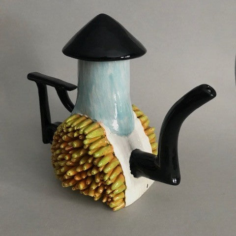 Teapot #5, ceramic sculpture by artist George Apotsos. Included in the exhibition, REUNION (Once Upon a Time in Philadelphia), at Cerulean Arts February 26 - March 24, 2025.