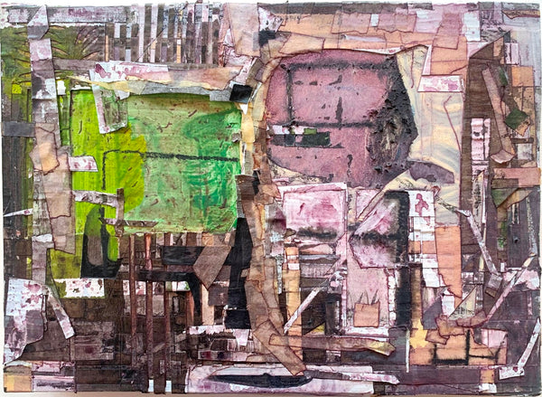 Abstract art piece with a mix of colors and textures