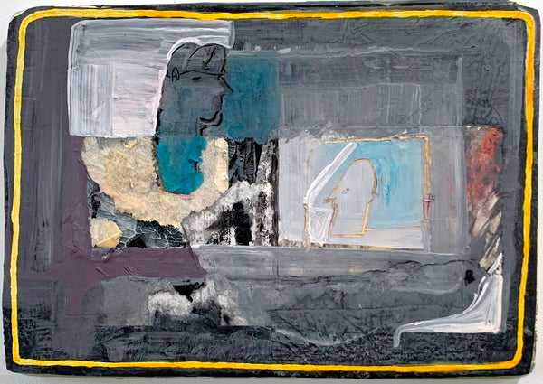 Abstract art piece with geometric shapes and contrasting colors