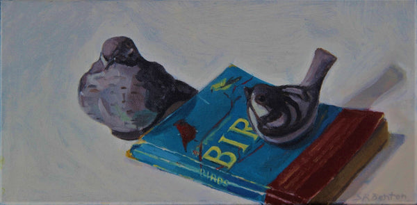 All About Birds, oil on canvas still life painting by Cerulean Collective member Sally Benton available at Cerulean Arts