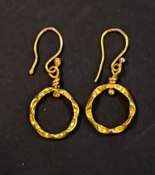 Mistakes Are Good earrings made of 22 kt gold by artist Jessica Berwind. Included in the exhibition, REUNION (Once Upon a Time in Philadelphia), at Cerulean Arts February 26 - March 24, 2025.