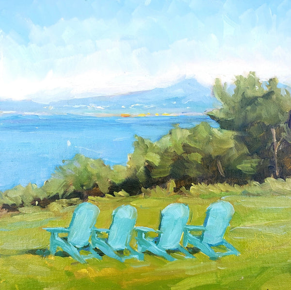 First Row Seats, oil painting by Cerulean Arts Collective Member Lisa BurgerLentz.