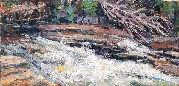 Landscape painting with a focus on texture and color
