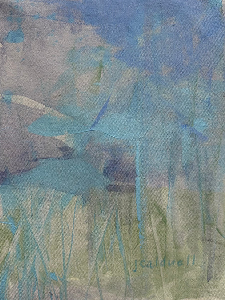 In the Weeds, acrylic on canvas abstract landscape painting by Cerulean Arts Collective Member Judy Caldwell.