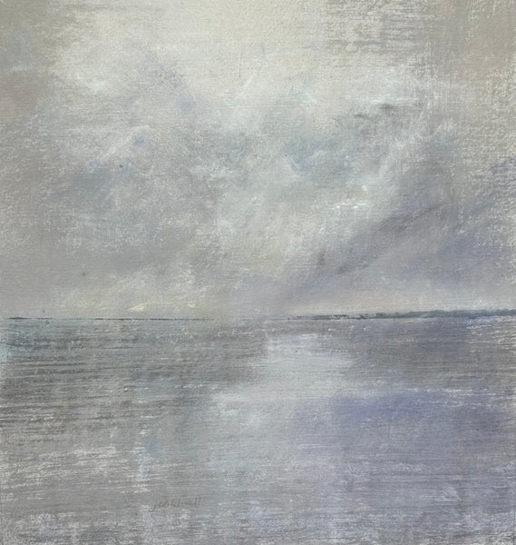 Quiet Seas, acrylic on canvas abstract landscape painting by Cerulean Arts Collective Member Judy Caldwell