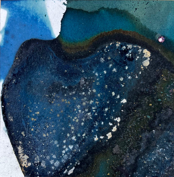 Abstract art piece with blue and black colors