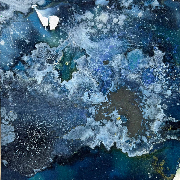 Abstract art with blue and white colors