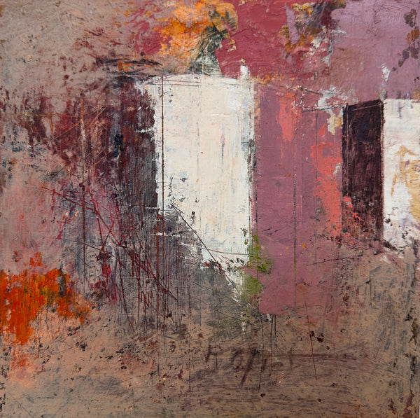 Abstract art piece with a mix of colors and textures