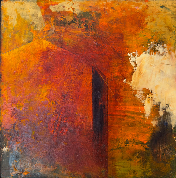 Abstract art with warm colors and textured surface