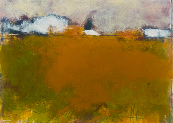 Abstract art piece with brown, green, and white colors