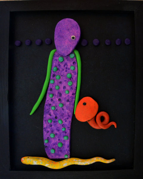 In the Garden 1, acrylic on polymer clay sculpture by Cerulean Arts Collective member Anthony Ciambella. 