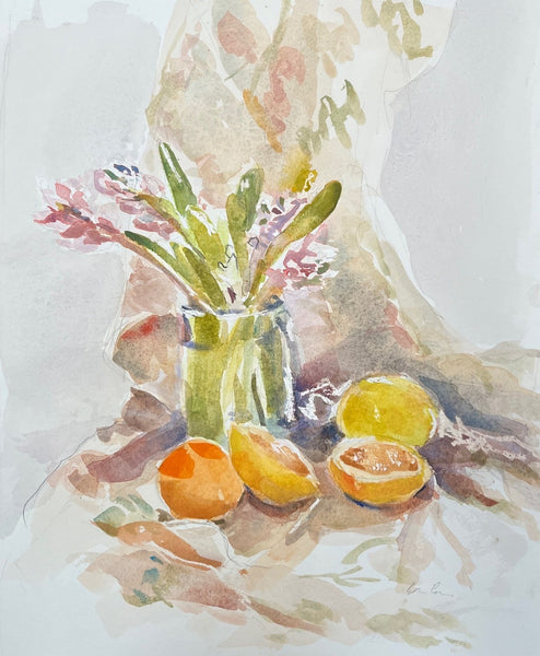 Dream of Summer, watercolor on paper still life painting by Cerulean Arts Collective Member Cathleen Cohen