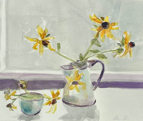 Search and Rest, watercolor on paper still life painting by Cerulean Arts Collective Member Cathleen Cohen