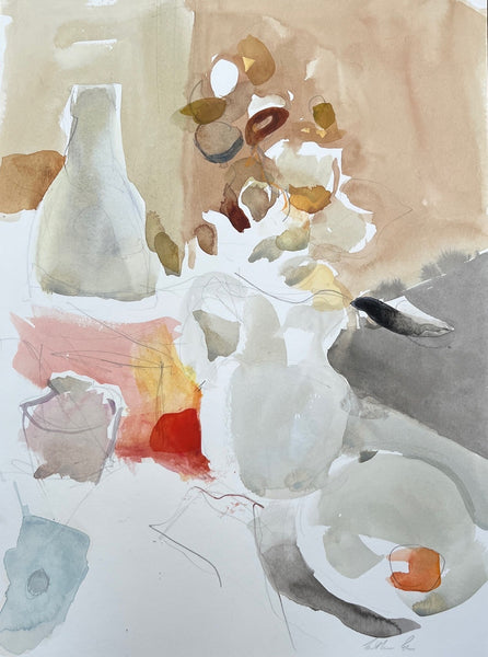 Shadow and Warmth, watercolor on paper still life painting by Cerulean Arts Collective Member Cathleen Cohen