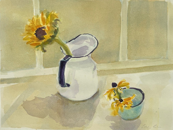 Solar Echoes, watercolor on paper still life painting by Cerulean Arts Collective Member Cathleen Cohen