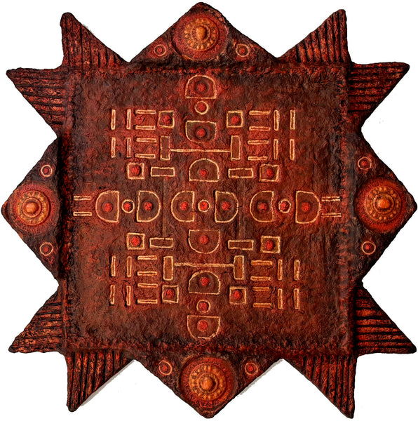 Decorative sculpture panel with geometric patterns 