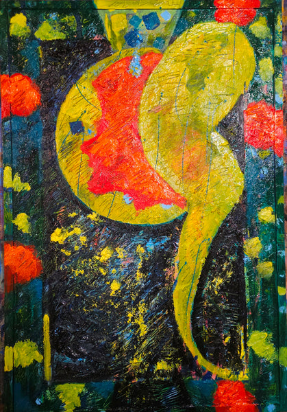 Abstract artwork with vibrant colors and shapes