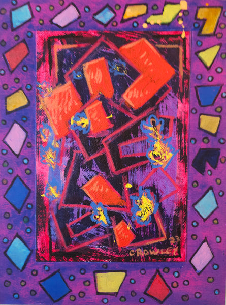 Disco Dancing, acrylic and pen on paper painting by Cerulean Arts Collective Member Dan Crowley
