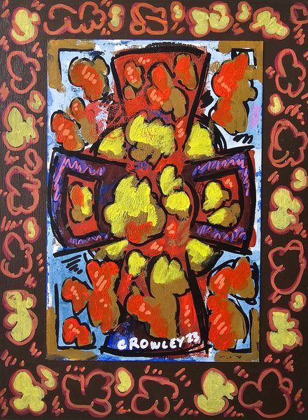 Humble Cross, acrylic and pen on paper painting by Cerulean Arts Collective Member Dan Crowley