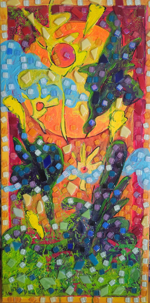 Colorful abstract artwork with vibrant colors and geometric shapes