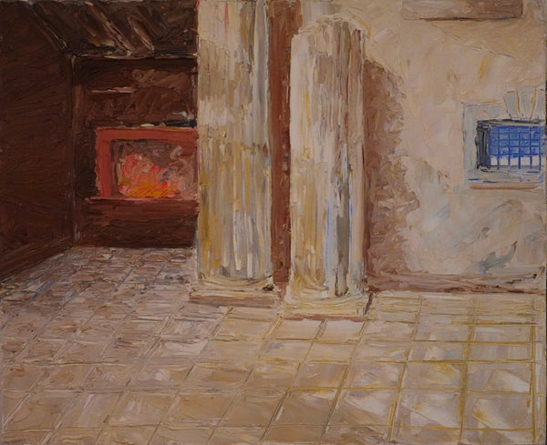 Forge with Broken Column after Tiepeolo, oil on linen painting by artist Tom Csaszar