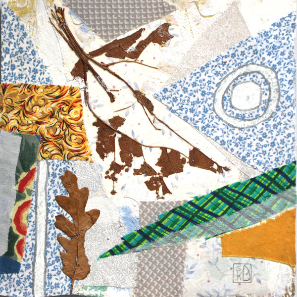 Sidewalk Find  #5, collage on paper abstract work by Cerulean Arts Collective Member Susan D'Alessio. 