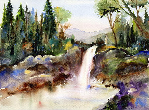 Dreams of Yosemite, watercolor on paper painting by Philadelphia artist Clement DaVinci, available at Cerulean Arts.