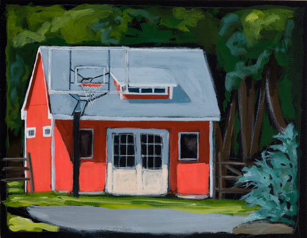 Red Shed, acrylic on canvas painting by Cerulean Arts Collective Member Pia De Girolamo.