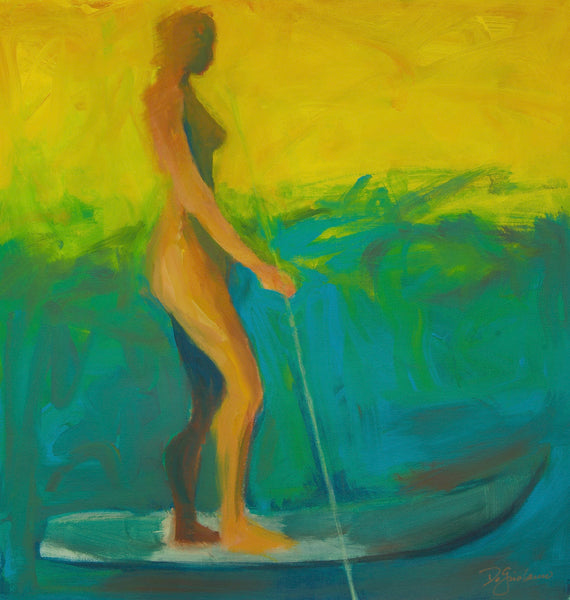 Stand Up Paddle in the Tropics, acrylic on canvas painting by Cerulean Arts Collective Member Pia De Girolamo