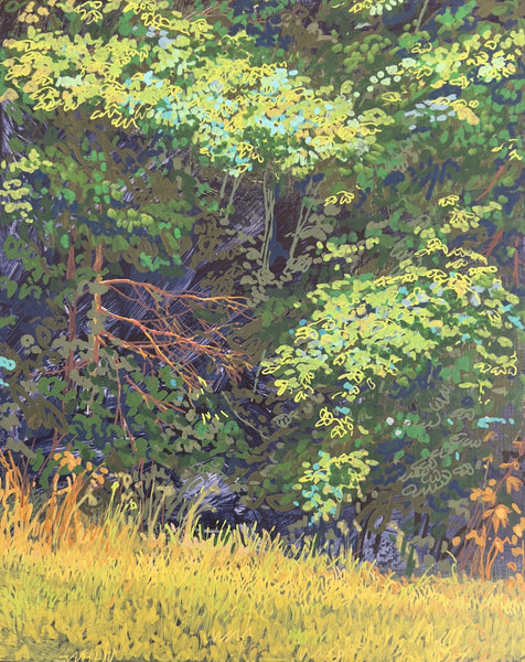 At the Edge, acrylic on wood panel painting by artist Anda Dubinskis.