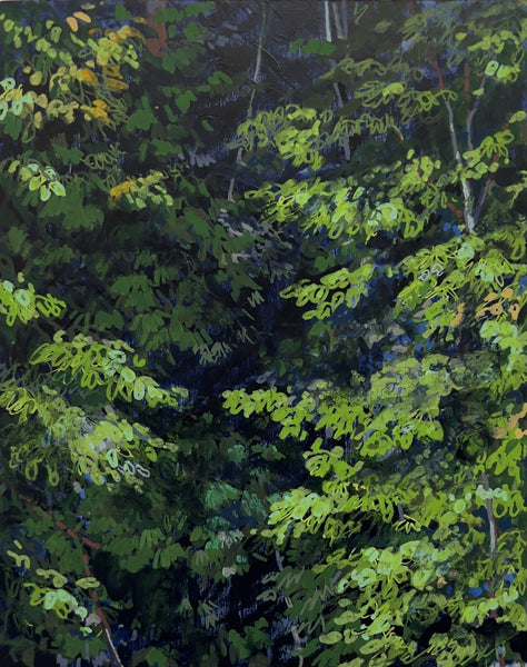 Closer to the Edge, acrylic on wood panel painting by artist Anda Dubinskis.