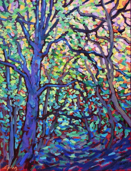 Big Blue Tree, oil on canvas painting by Cerulean Arts Collective Member Laura Eyring