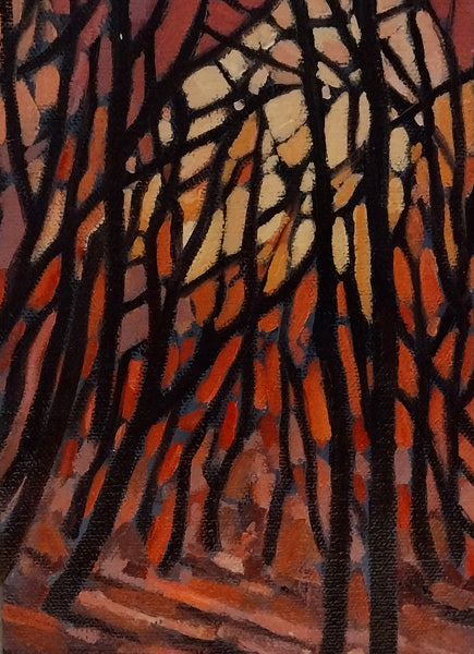 Orange Forest, oil on canvas painting by Cerulean Arts Collective Member Laura Eyring.
