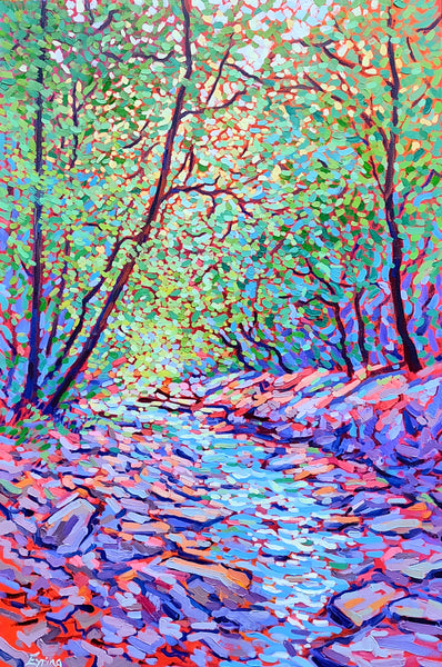 Spring Creek, oil on canvas painting by Cerulean Arts Collective Member Laura Eyring.