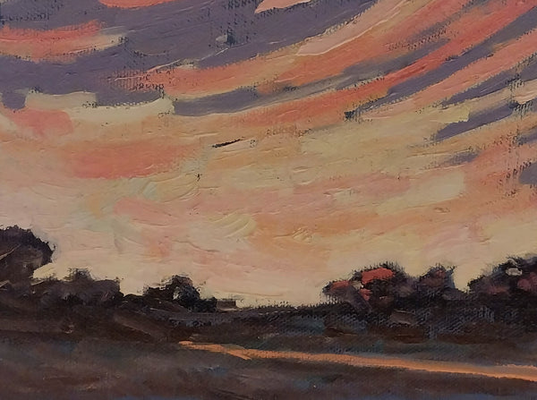 Sunset Road, oil on canvas painting by Cerulean Arts Collective Member Laura Eyring.