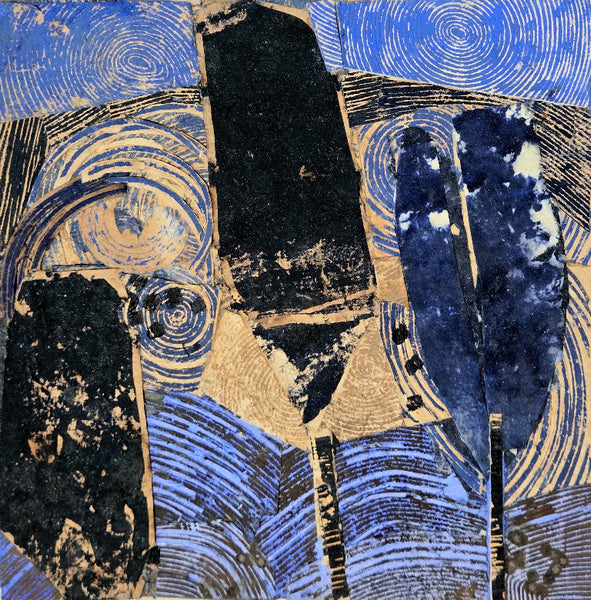 Heralds, carved, layered paper and acrylic painting by Cerulean Arts Collective Member Leslie Fenton.