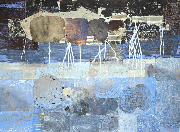 Incubator, carved, layered paper and acrylic painting by Cerulean Arts Collective Member Leslie Fenton.