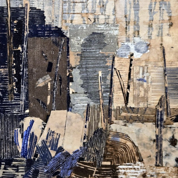Interleavings, carved, layered paper and acrylic painting by Cerulean Arts Collective Member Leslie Fenton.