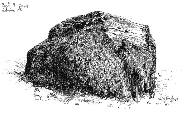 Lamoine, Maine, September 9, micron pen on paper drawing by Cerulean Arts Collective Member Leslie Fenton.&nbsp;