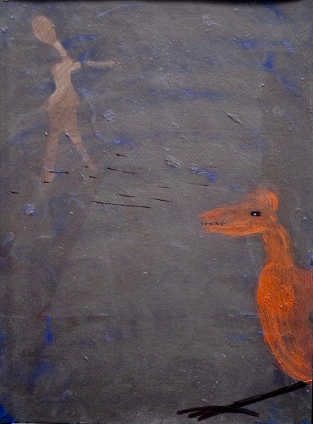 Bird & Woman, mixed media on rag paper by Cerulean Arts Collective Member Caroline Furr.