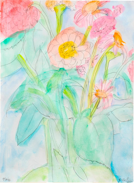 Soft Bouquet, pencil and gouache painting by Cerulean Arts Collective Member Fran Gallun. 