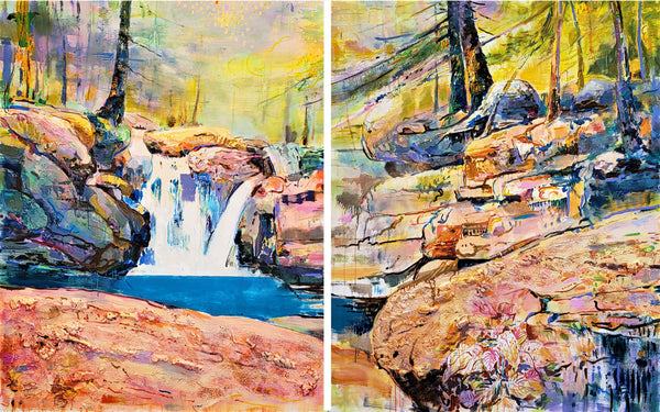 Wynona Gorge, oil on canvas painting (two canvases) by Cerulean Arts Collective member Bruce Garrity