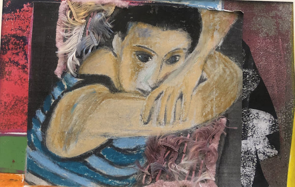 Artistic depiction of a person with a textured background