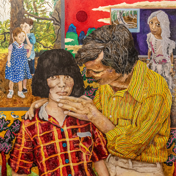 It Started in Seoul, Grandchildren, oil on panel painting by Pennsylvania artist Gary Grissom.