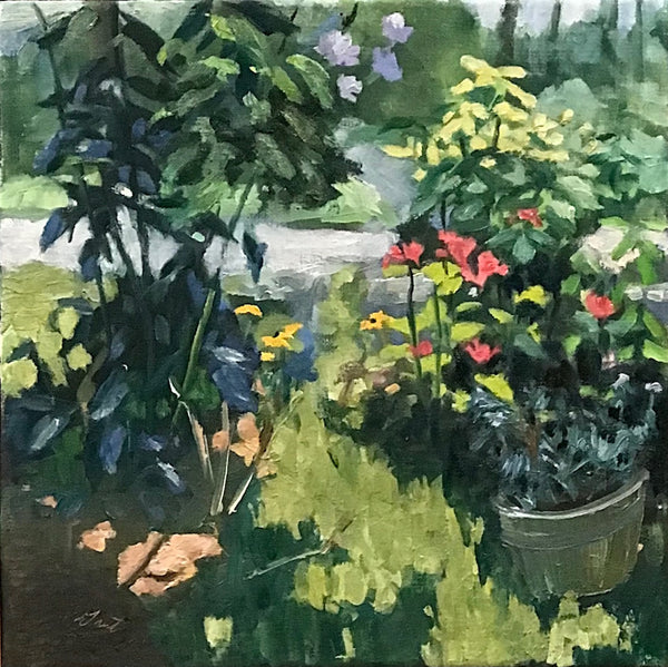 Behind Joe Pye, oil on linen painting by Cerulean Collective member Alyce Grunt, available at Cerulean Arts. Included in her solo exhibition July 2 - 27, 2025.