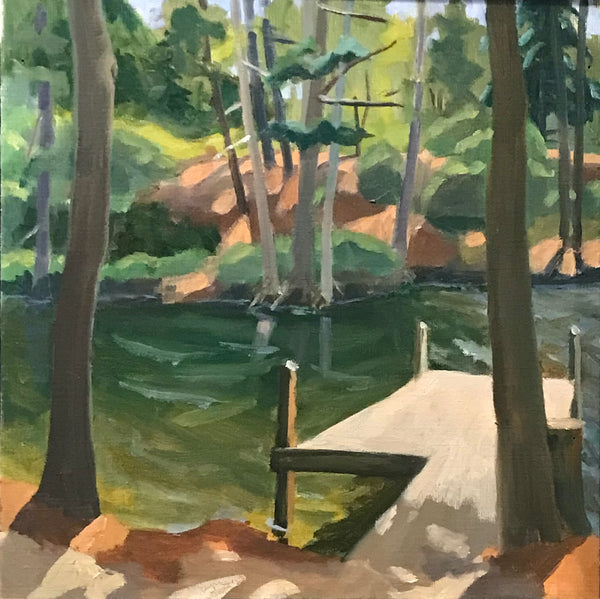 The Dock, oil on linen landscape painting by Cerulean Collective member Alyce Grunt, available at Cerulean Arts