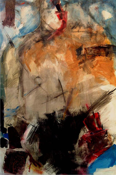 Abstract painting with a mix of colors and textures
